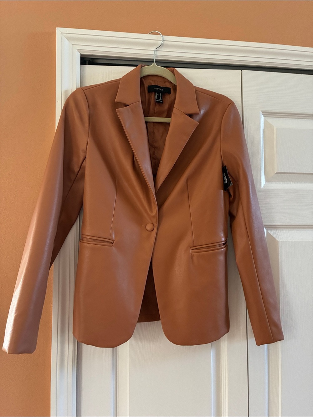 Forever 21 Cognac Faux-Leather Blazer
